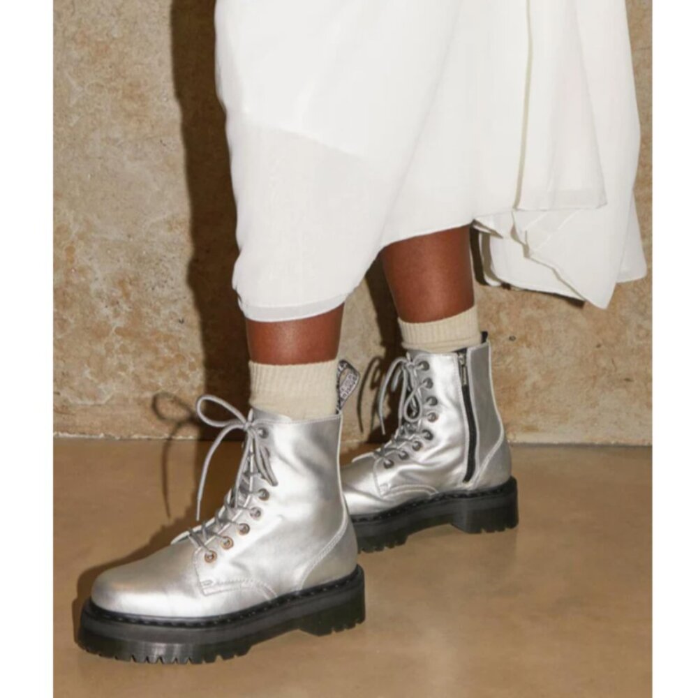 DR. MARTENS JADON MAX PLATFORM METALLIC BOOTS MSRP $280 SOFT & RICH Leather - Picture 1 of 16